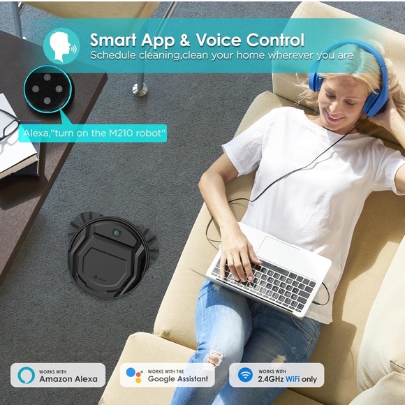 Robot Vacuum Lefant Black M210 Low Noise Tangle Free Pet Hair Wifi App Quiet OW - Picture 8 of 12